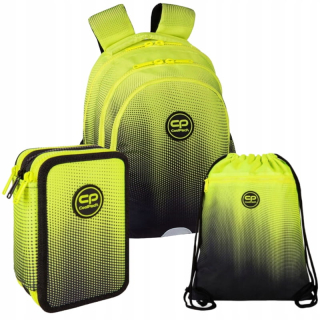CoolPack viackomorový školský batoh, čierny, odtiene žltej a zlatej, 21 l + 2 ďalšie produkty